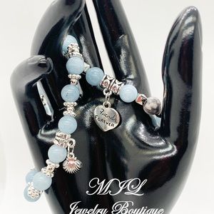 Handmade 8mm gemstones beads bracelets, set for 2